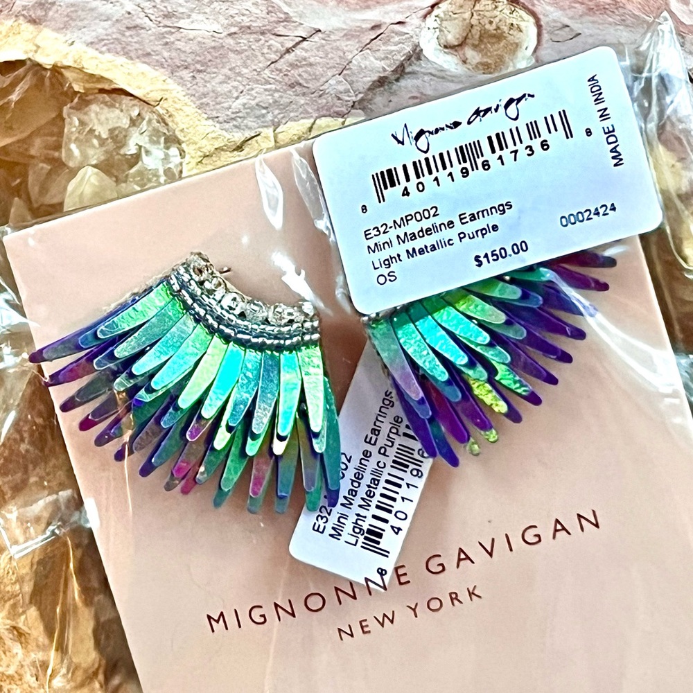 NWT Mignonne Gavigan Mini Madeline Earrings Light Metallic Purple - Picture 13 of 15
